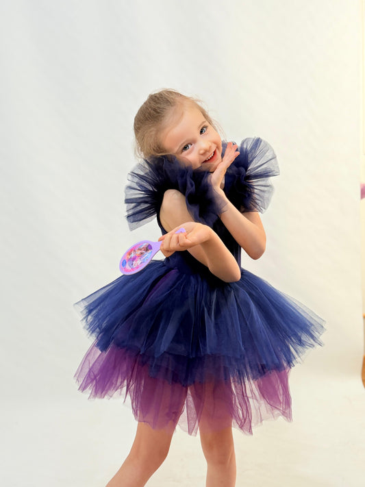 Navy Blue Fluffy Leotard Ballerina Sleeveless Tutu