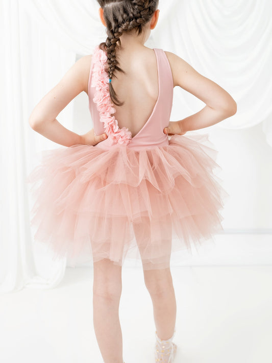 Blush Pink Floral Leotard Ballerina Sleeveless Tutu