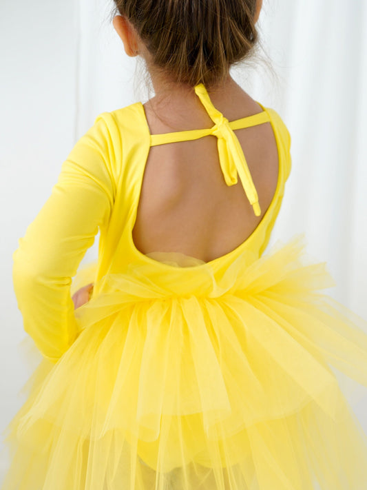 Yellow Leotard Ballerina Long Sleeve Tutu
