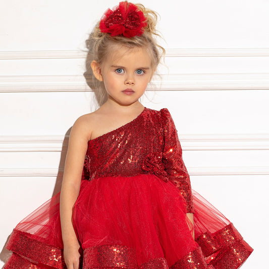Maggy red sequin girl dress