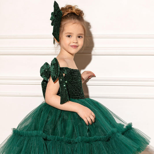 Scarlet girl dress velvet emerald Baby Girl Dress