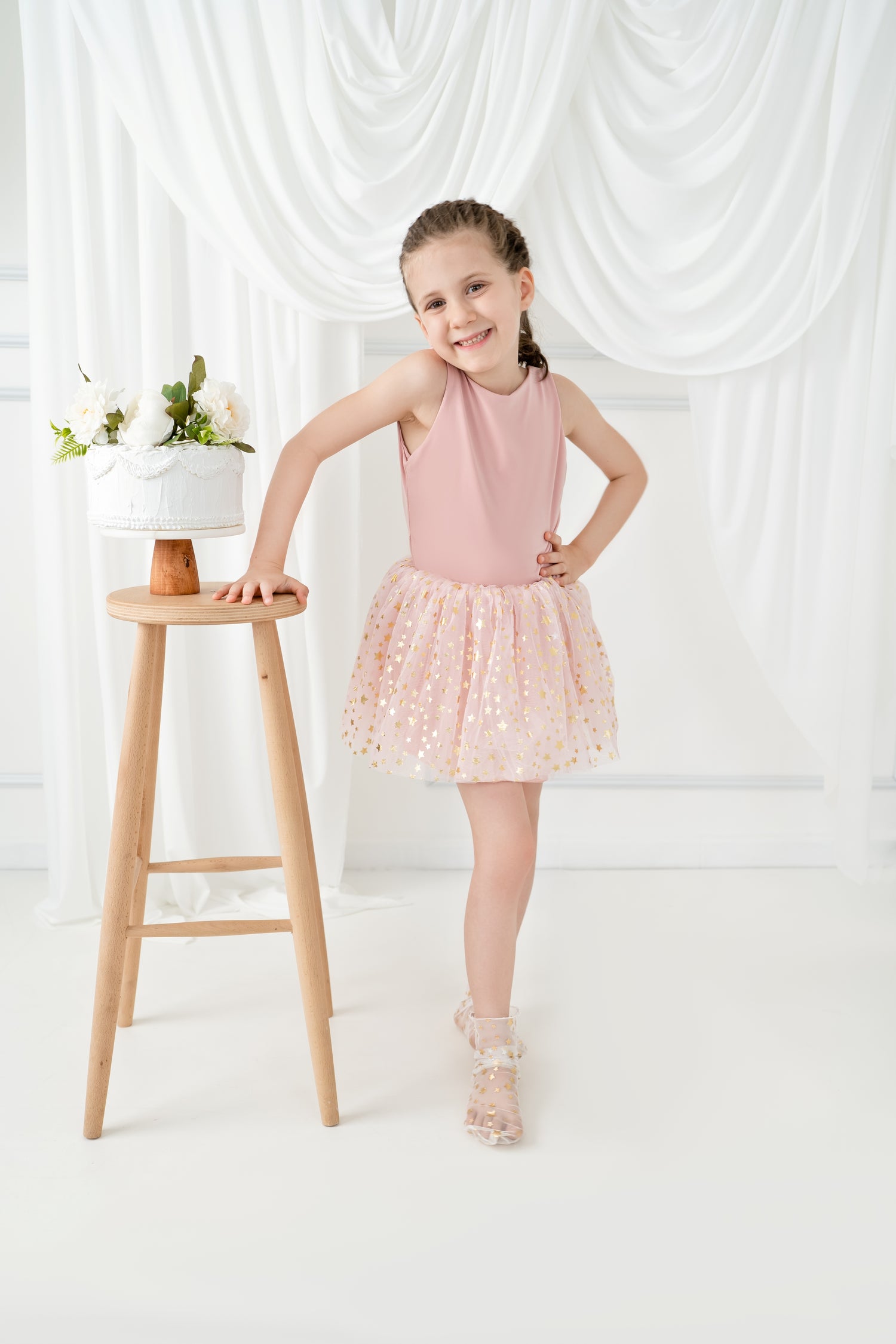Blush tutu balerina dress with star Baby Girl Dress