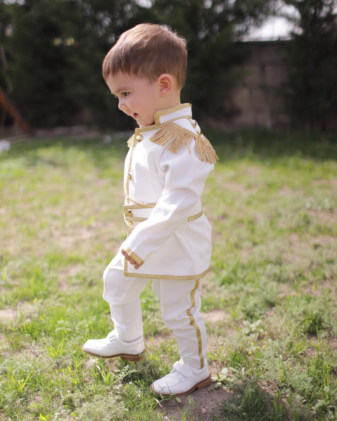 Elegant Prince White Charming Suit Baby Girl Dress for Special Occasion