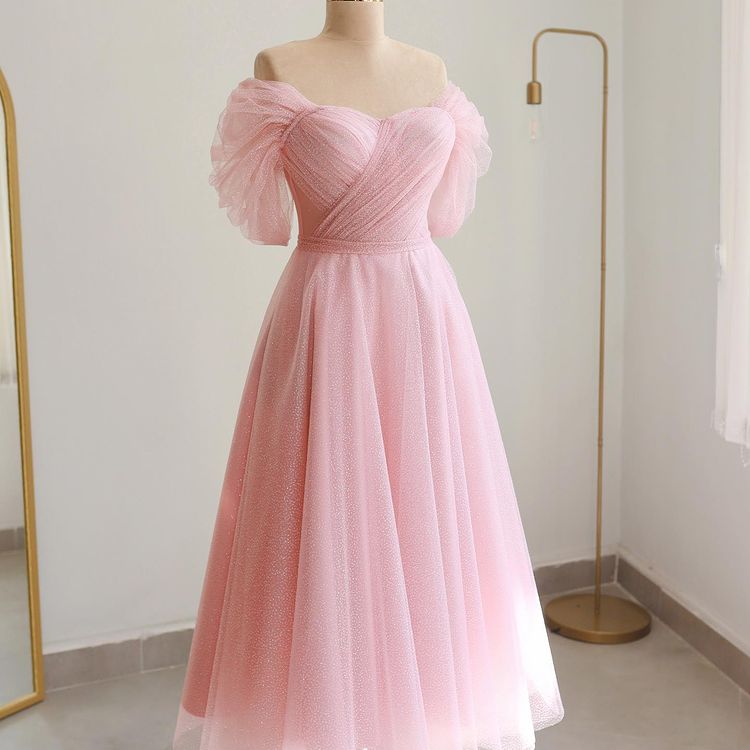 Women prom dress glittery pink