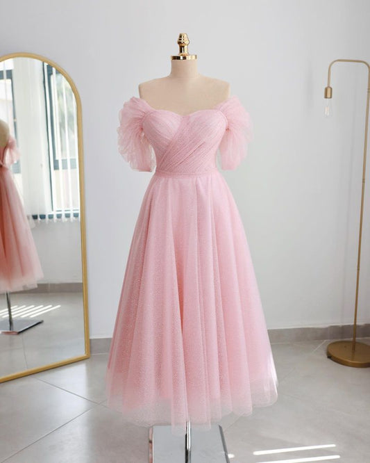 Women prom dress glittery pink