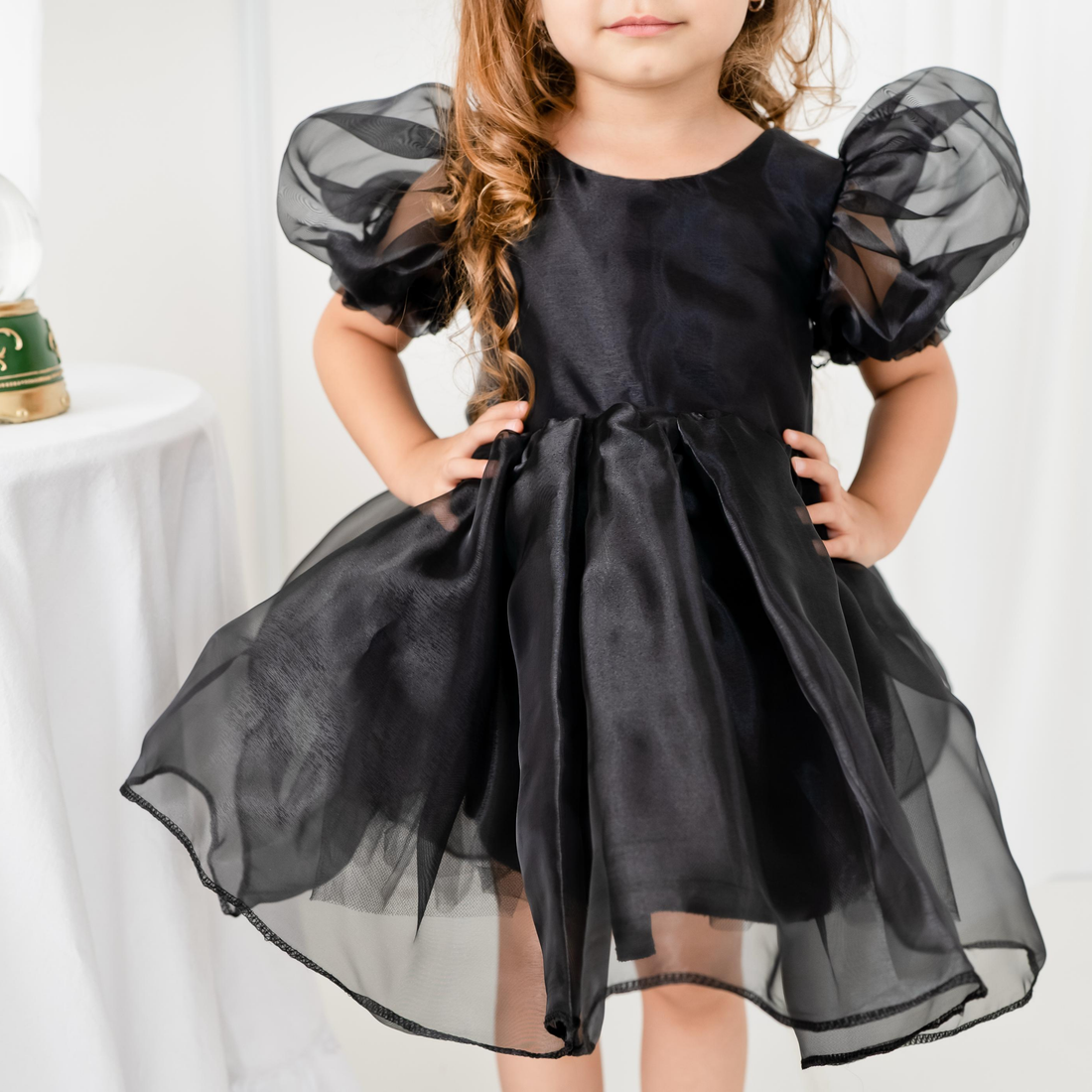 Black Ballon sleeve dress Baby Girl Dress for Special Occasion