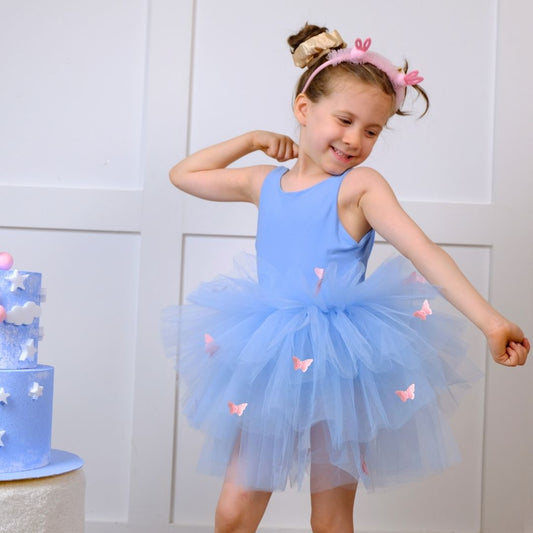 Butterfly detailed sky blue ballerina tutu Baby Girl Dress