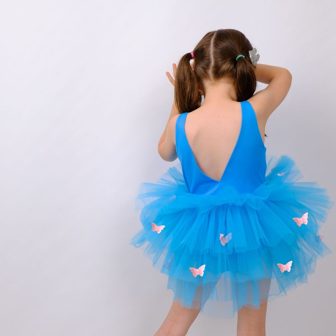Butterfly detailed blue ballerina tutu Baby Girl Dress for Special Occasion