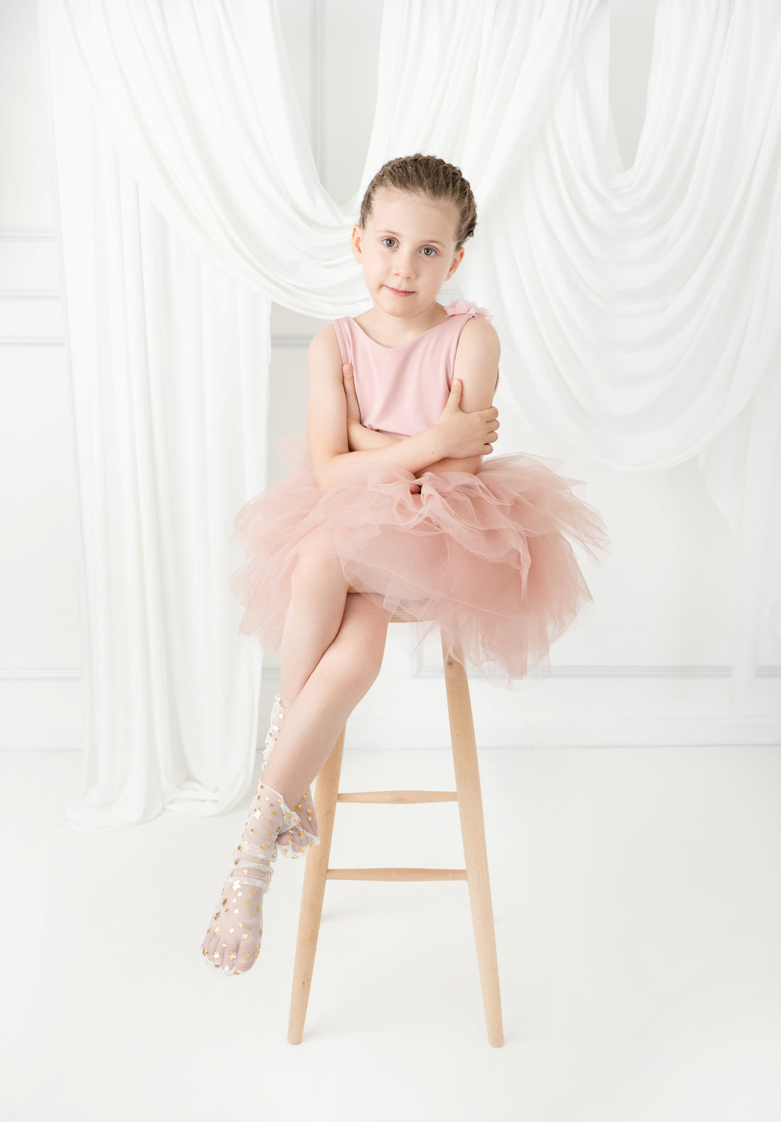 Blush Pink Floral Leotard Ballerina Sleeveless Tutu Baby Girl Dress for Special Occasion