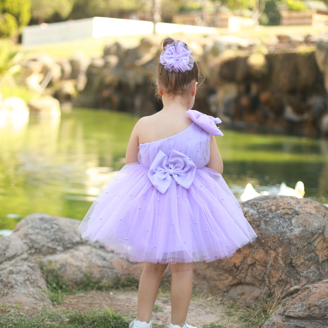 Stella pearl dress lilac Baby Girl Dress for Special Occasion