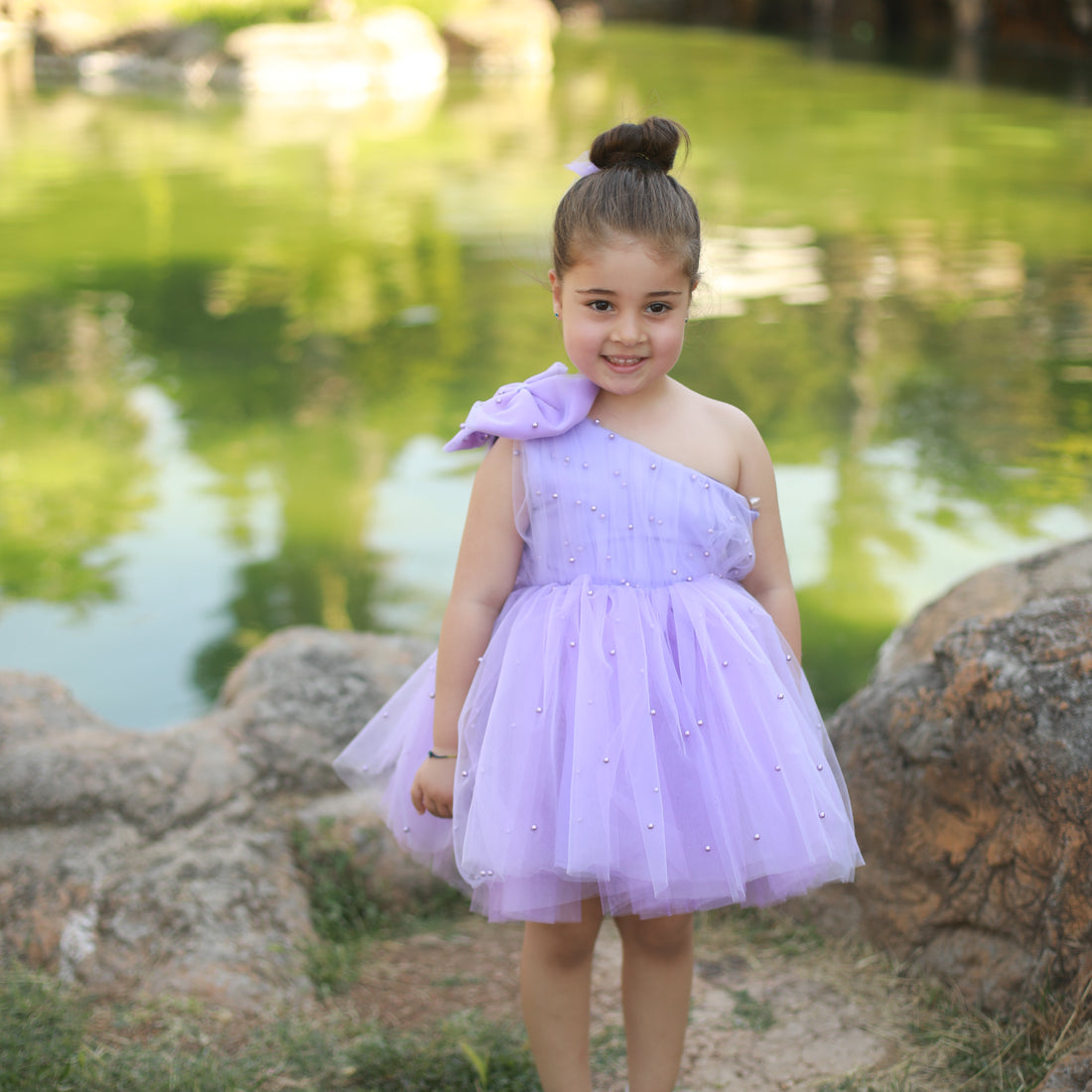 Stella pearl dress lilac Baby Girl Dress for Special Occasion