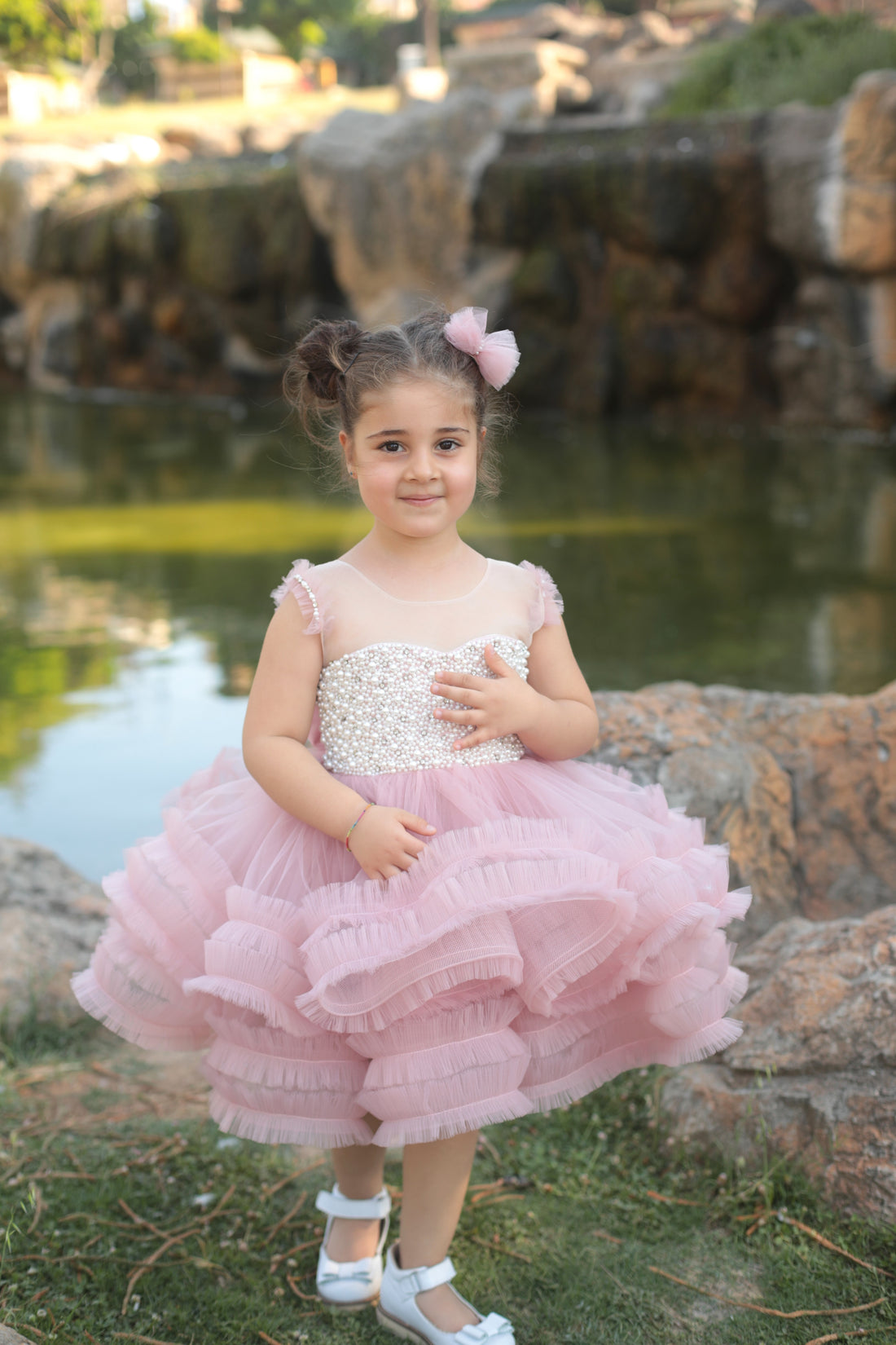 Ana pearl girl dress blush Baby Girl Dress for Special Occasion