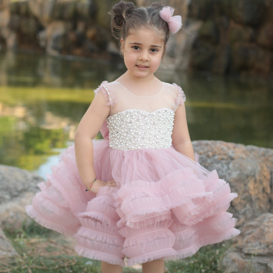 Ana pearl girl dress blush