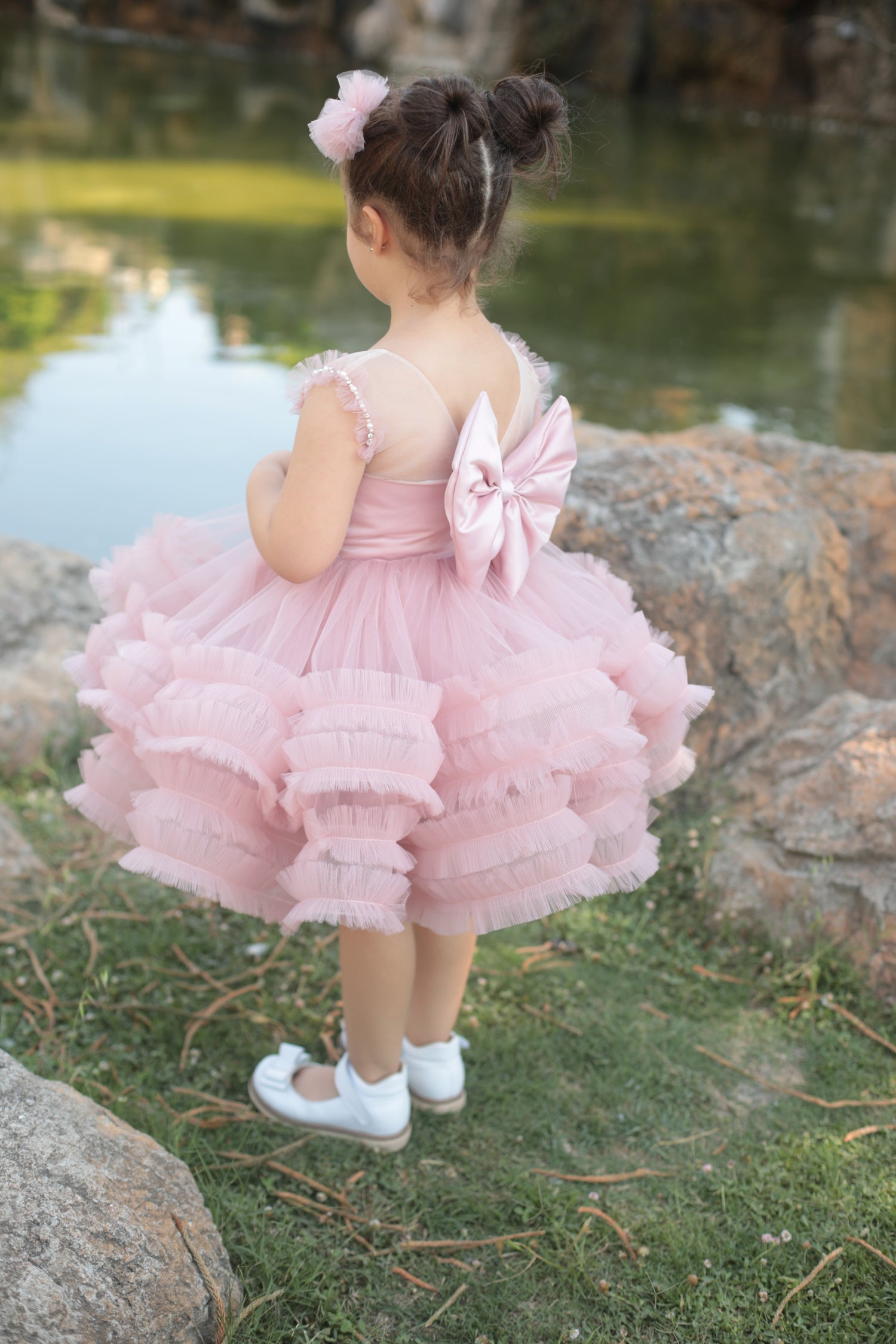 Ana pearl girl dress blush Baby Girl Dress