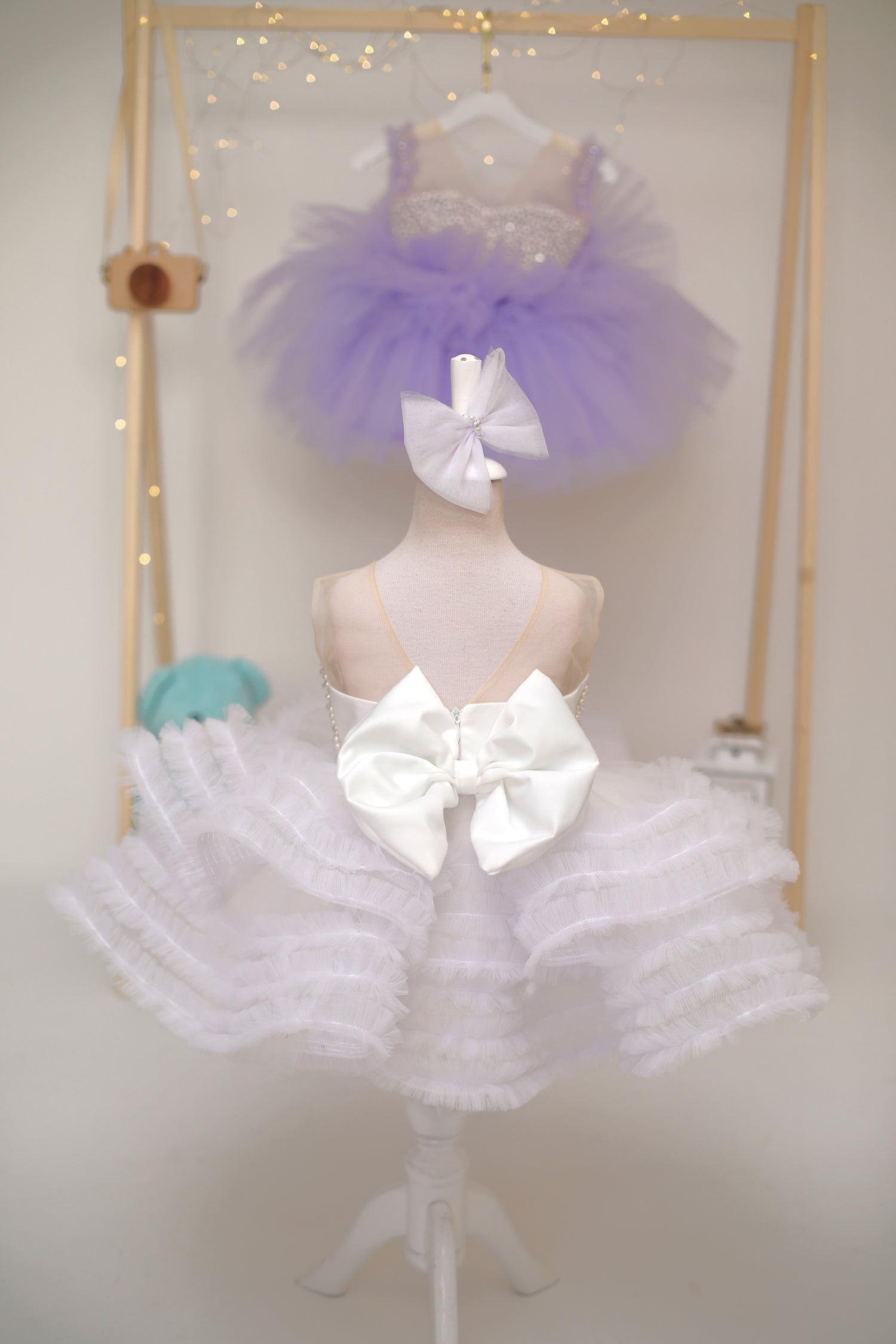 Ana white ruffle pearl dress Baby Girl Dress