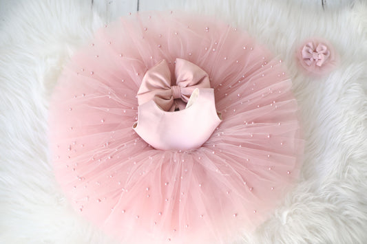 Monica pearl dress blush Baby Girl Dress