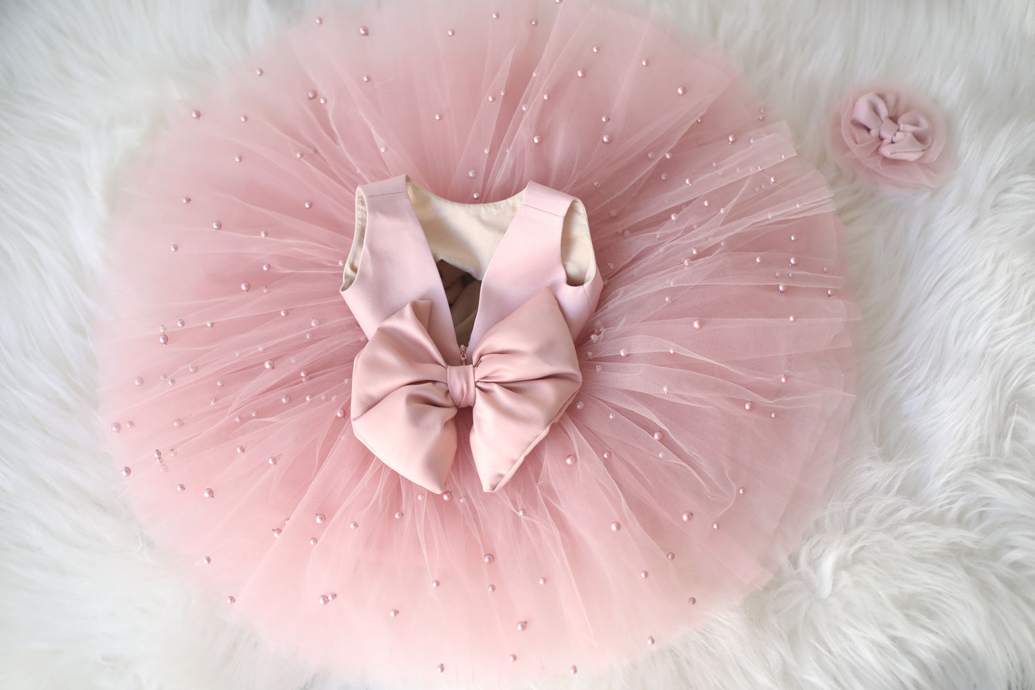 Monica pearl dress blush Baby Girl Dress