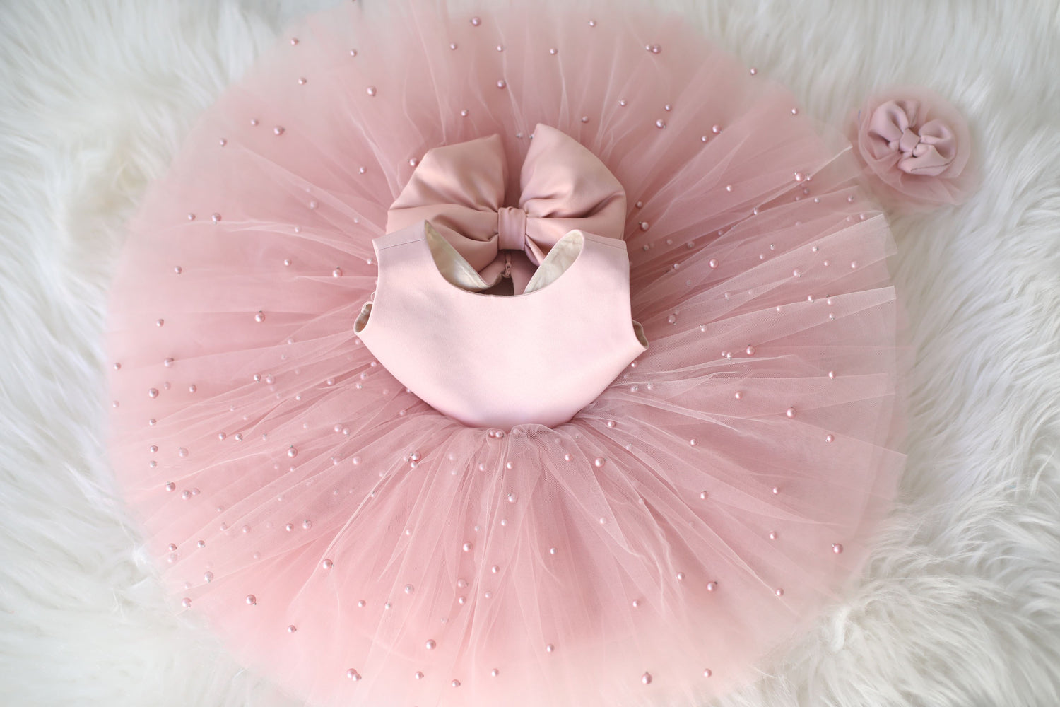 Monica pearl dress blush Baby Girl Dress