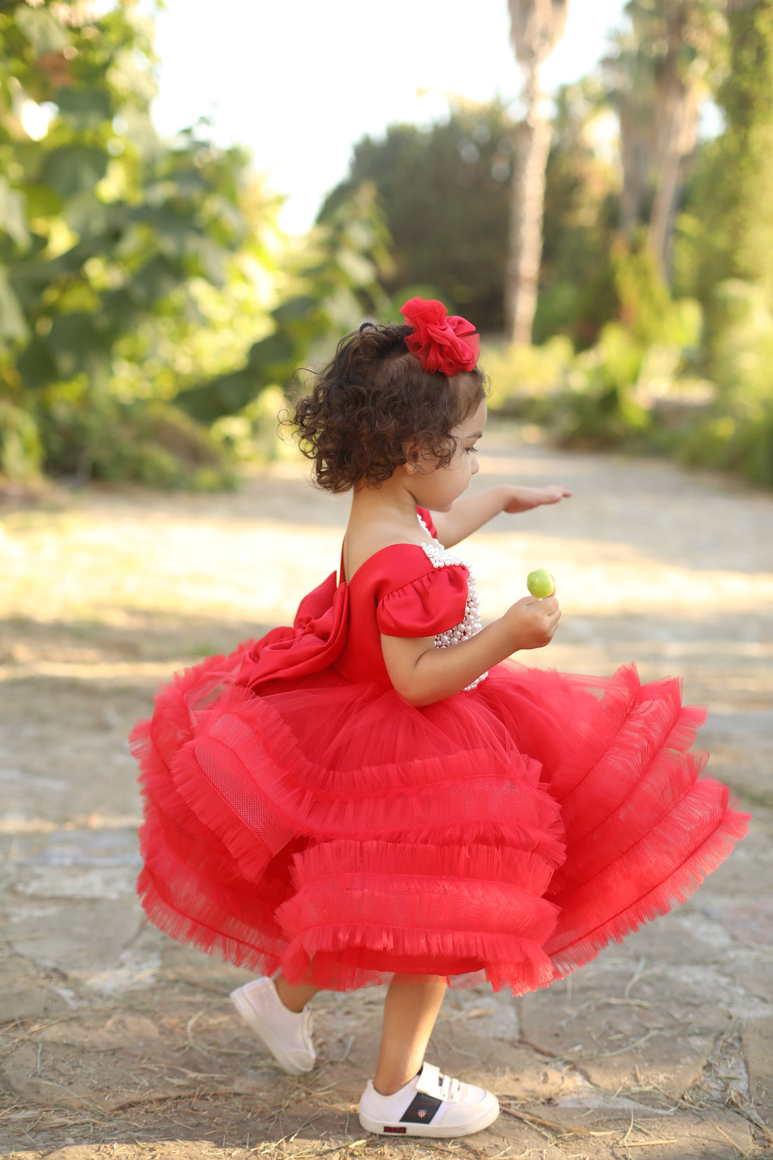 Ana pearl dress red Baby Girl Dress for Special Occasion