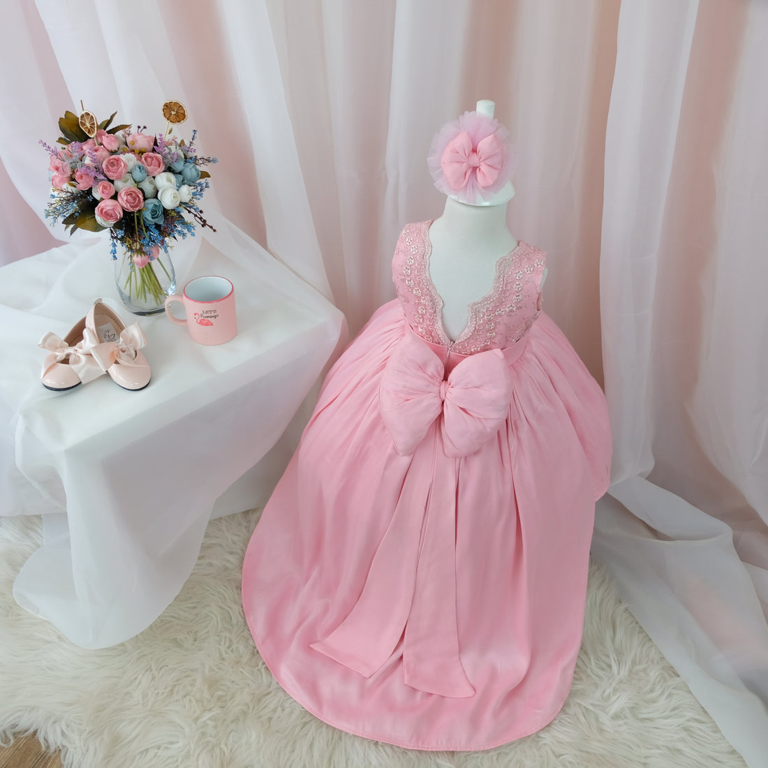 Bonita pink girl dress Baby Girl Dress for Special Occasion