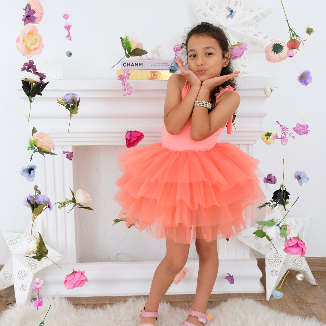 Ballerina tutu coral Baby Girl Dress for Special Occasion