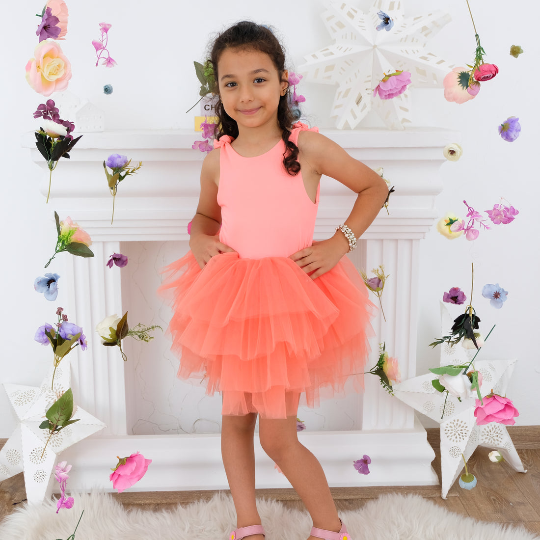 Ballerina tutu coral Baby Girl Dress for Special Occasion