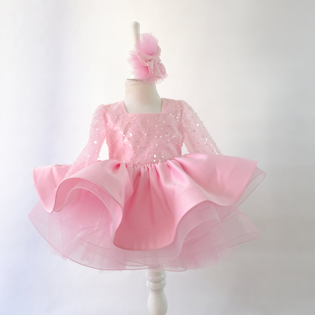 Pink beaded girl dress Baby Girl Dress for Special Occasion