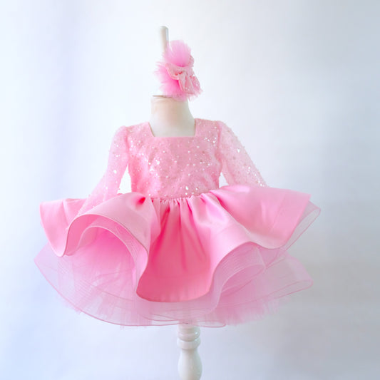 Pink beaded girl dress Baby Girl Dress