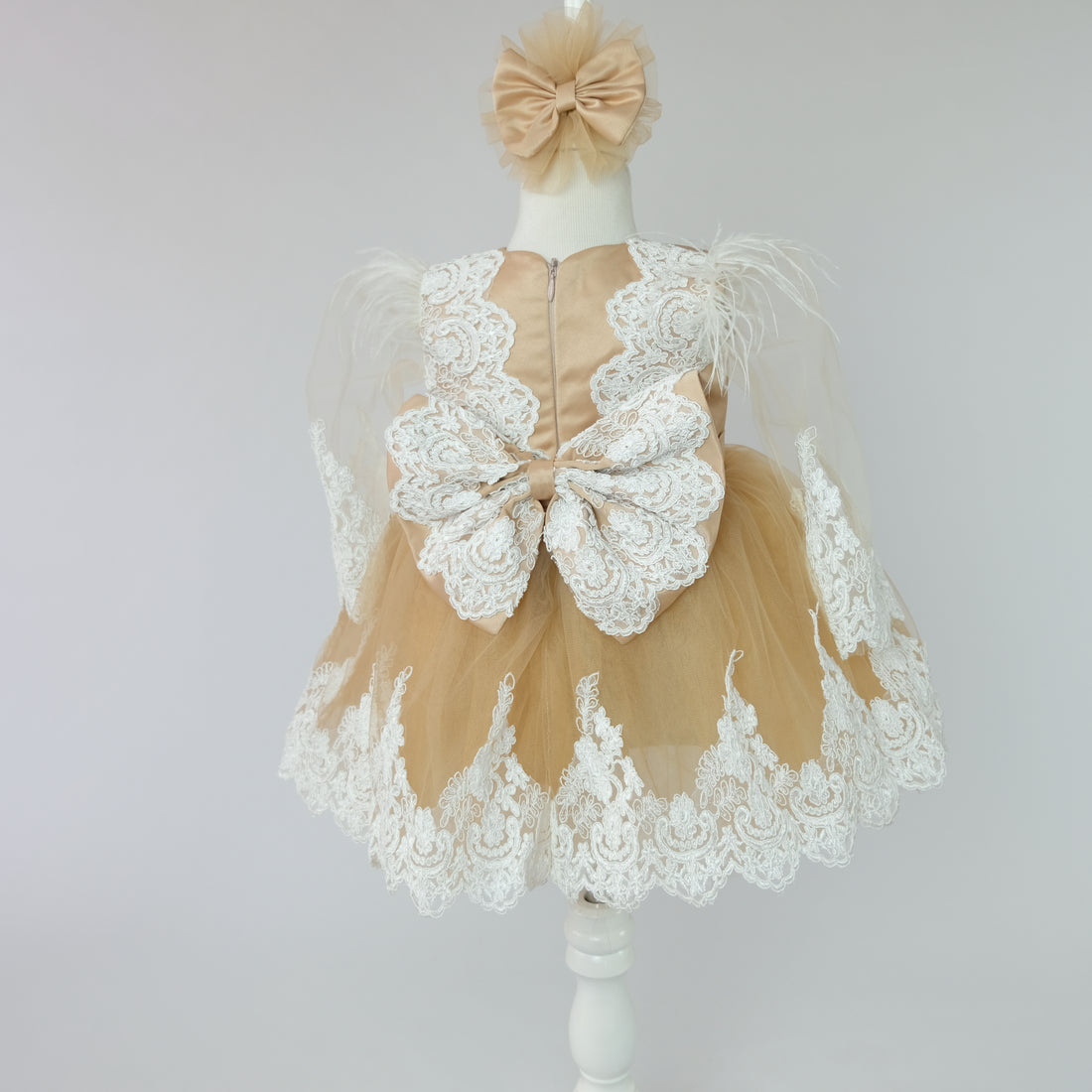 Hazel baptism girl dress gold Baby Girl Dress for Special Occasion