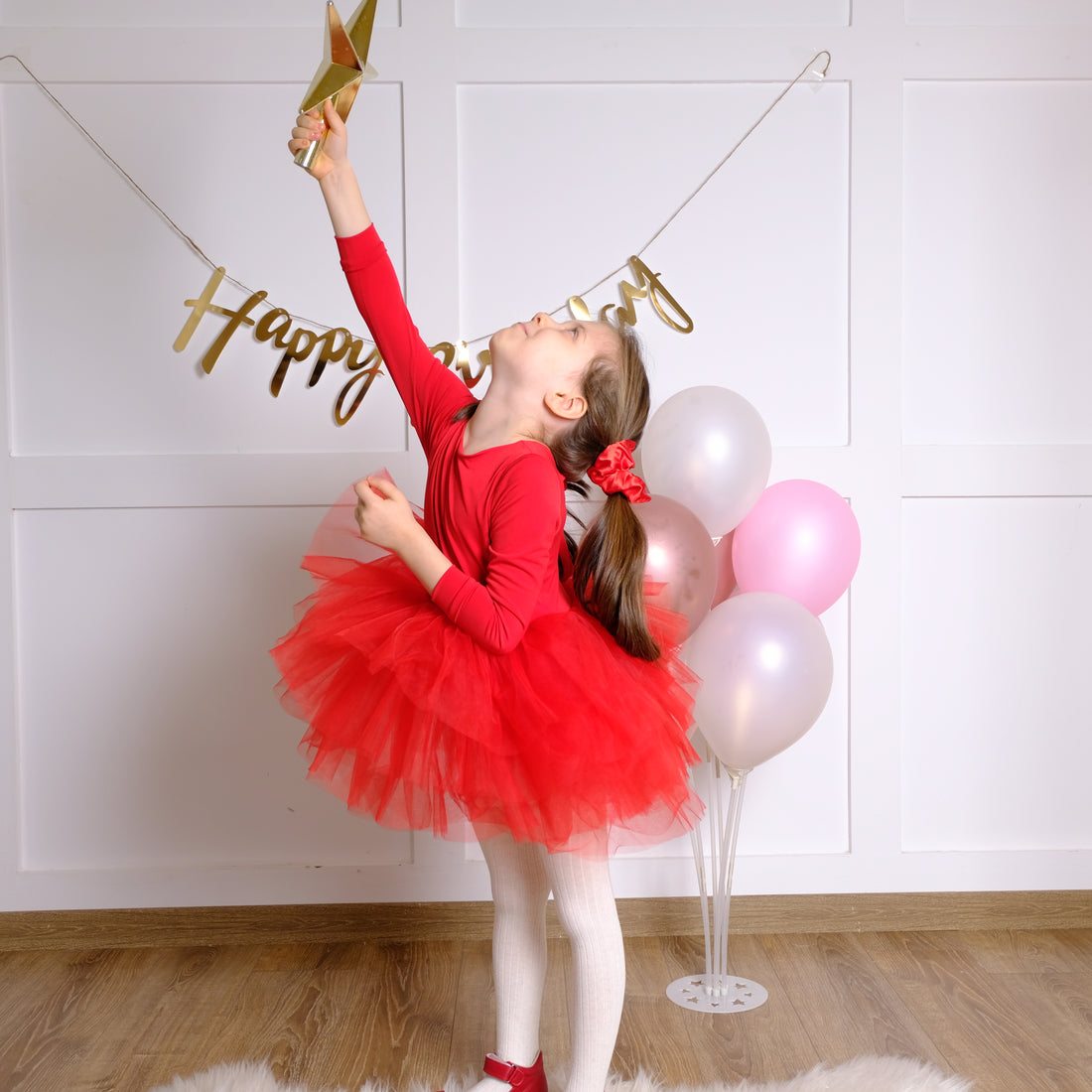 Ballerina tutu red Baby Girl Dress for Special Occasion