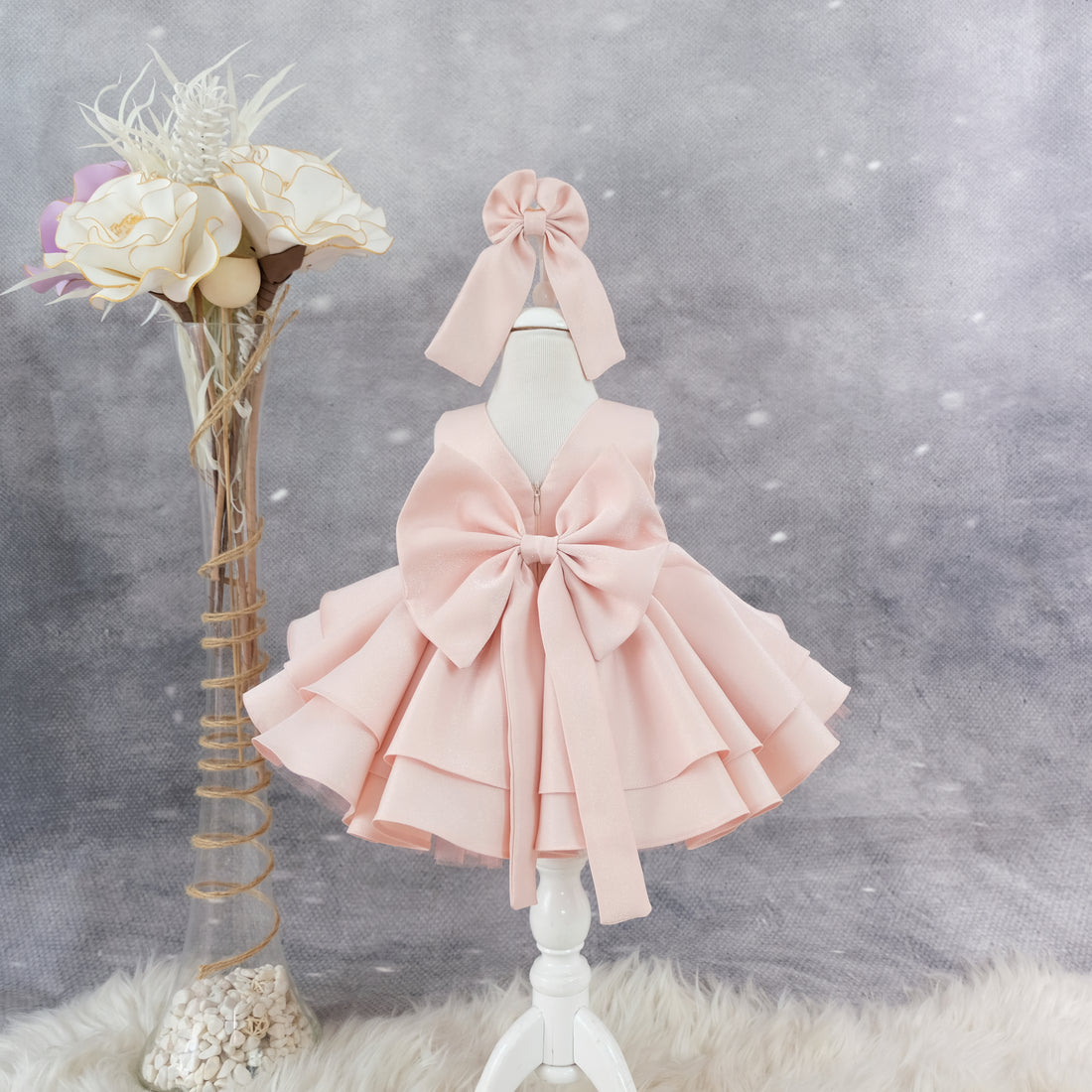 Ivy Organza flower girl dress bright blush Baby Girl Dress for Special Occasion