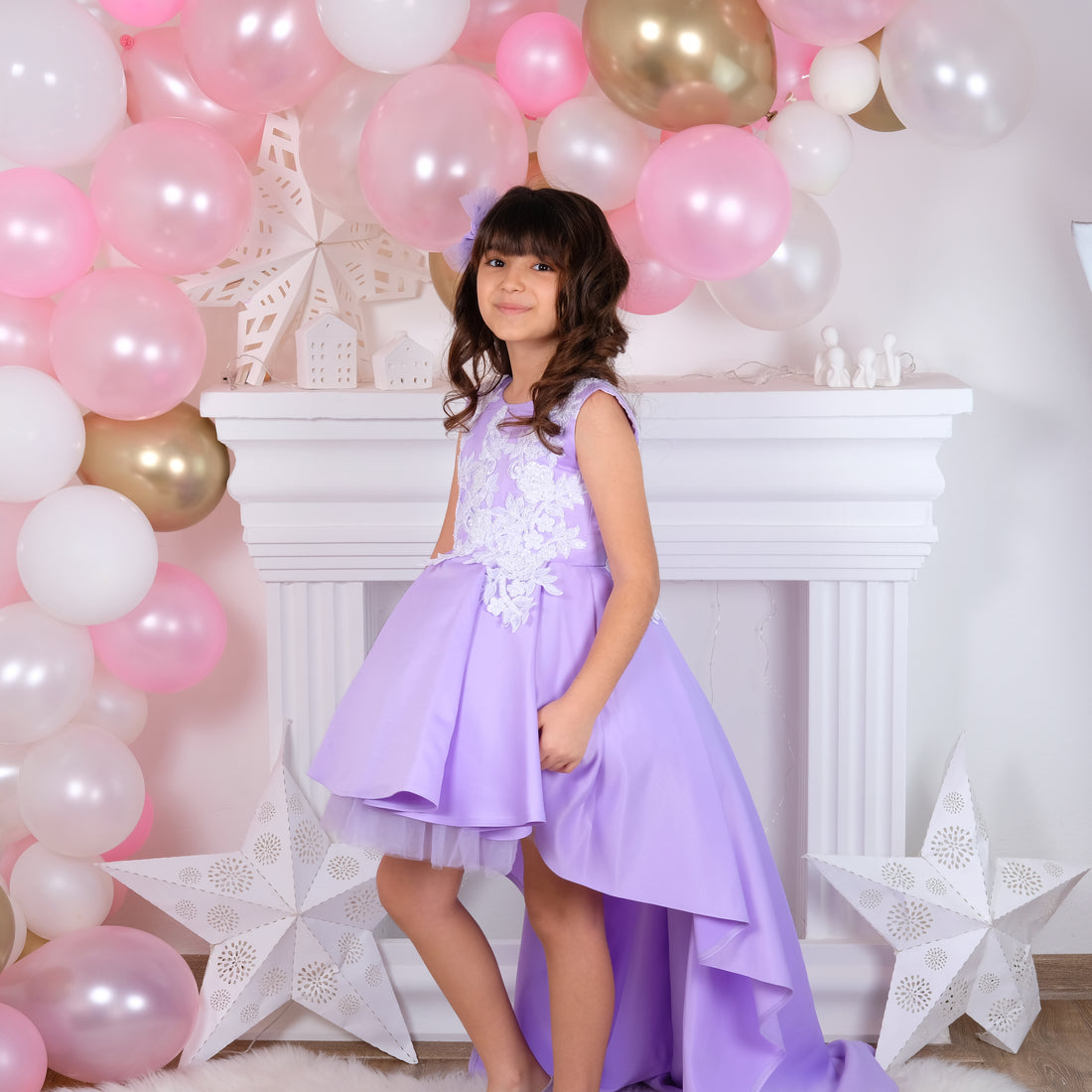 Bonita girl dress high low lilac Baby Girl Dress for Special Occasion