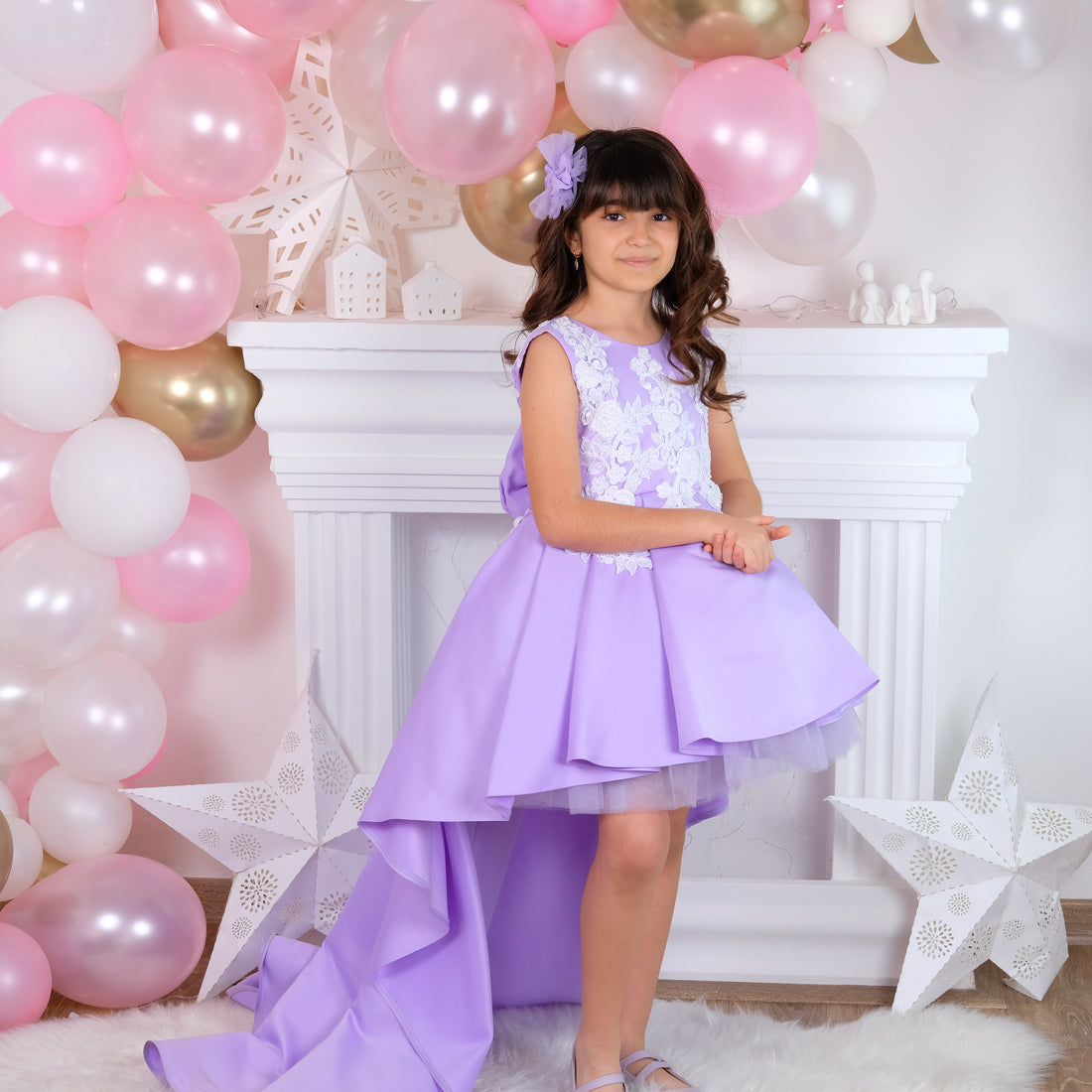 Bonita girl dress high low lilac Baby Girl Dress for Special Occasion