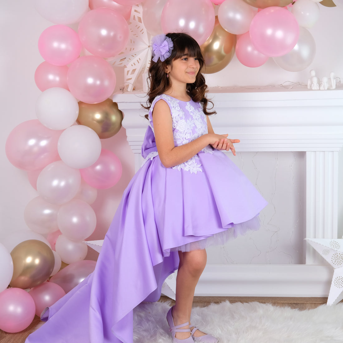 Bonita girl dress high low lilac Baby Girl Dress for Special Occasion