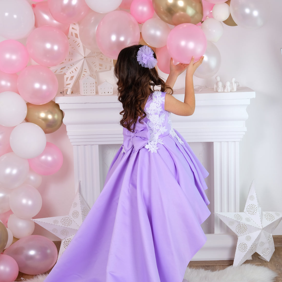 Bonita girl dress high low lilac Baby Girl Dress for Special Occasion