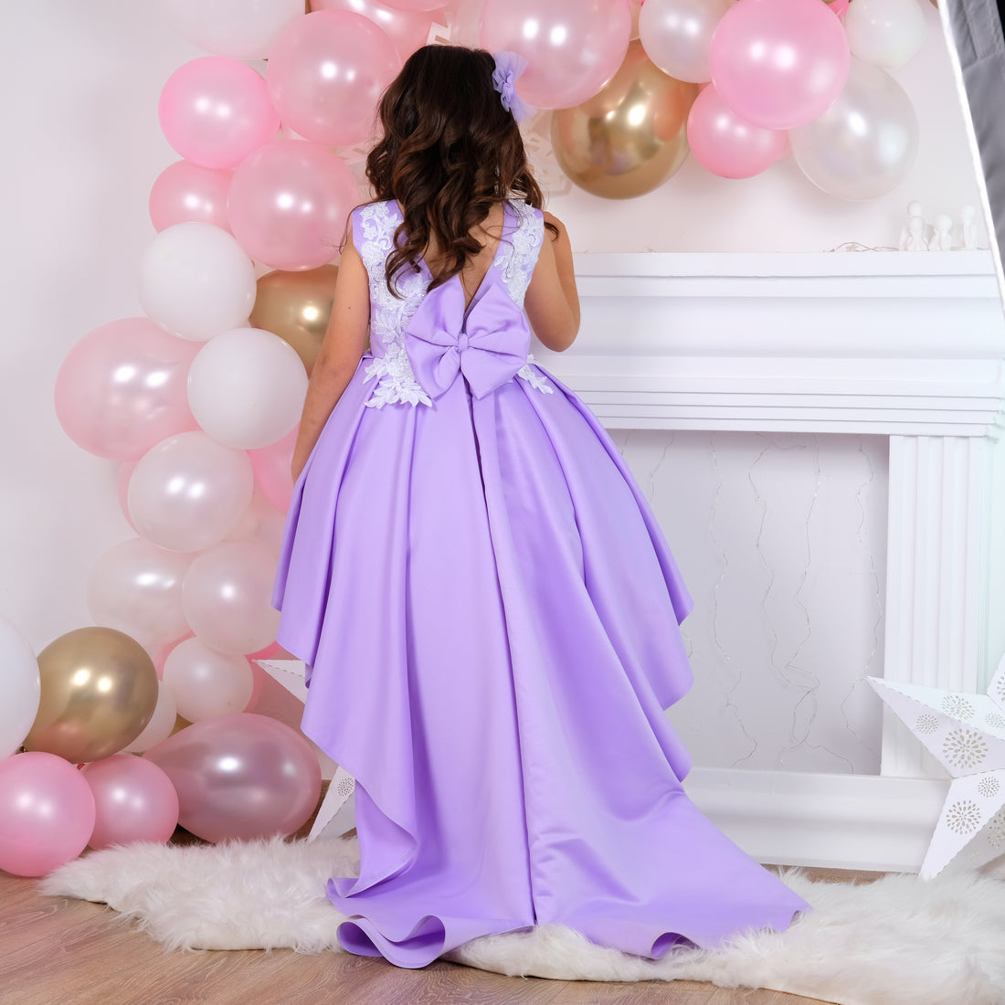 Bonita girl dress high low lilac Baby Girl Dress for Special Occasion