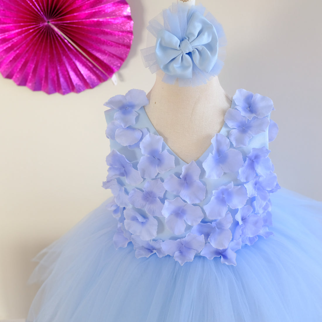 Nalla 3d flower girl dress sky blue Baby Girl Dress for Special Occasion