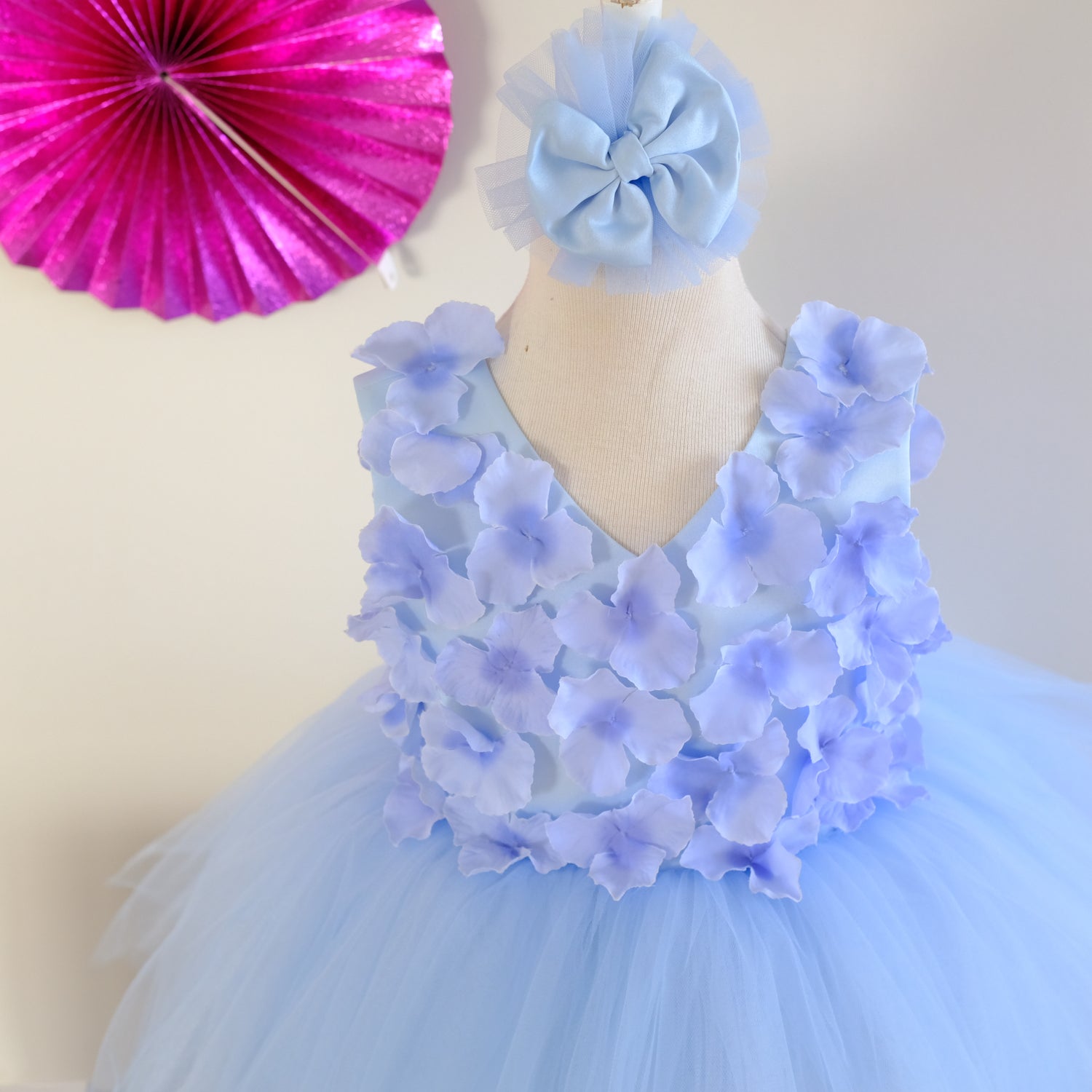 Nalla 3d flower girl dress sky blue Baby Girl Dress