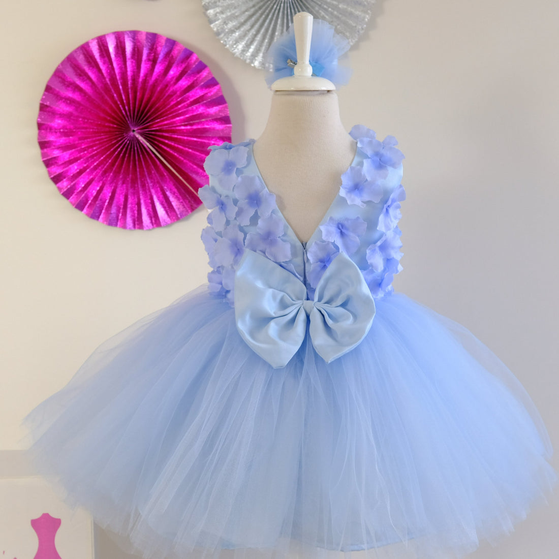 Nalla 3d flower girl dress sky blue Baby Girl Dress for Special Occasion