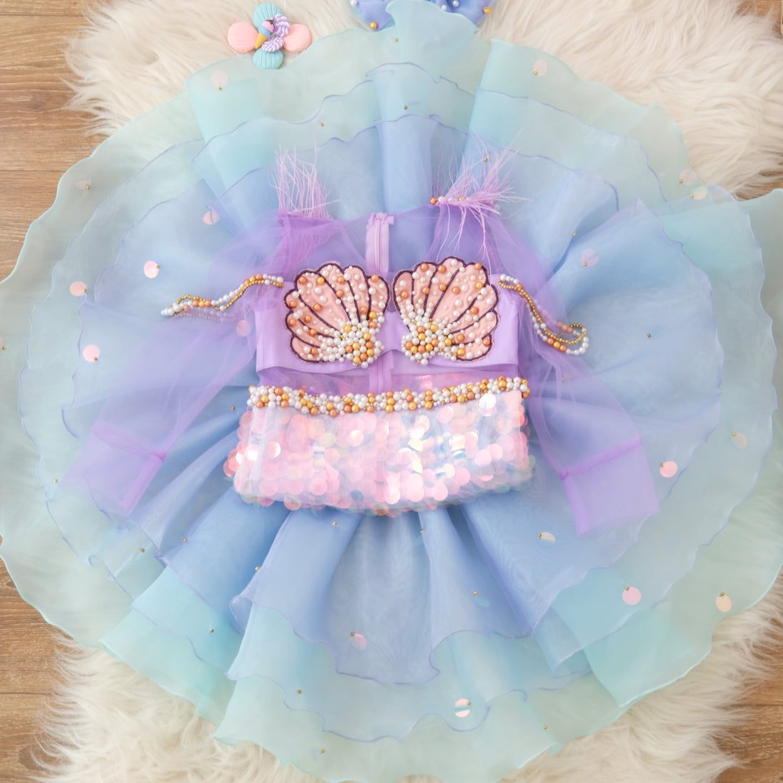 Ariel girl dress organza Baby Girl Dress for Special Occasion