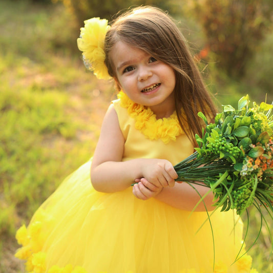 Julia flower baby dress yellow