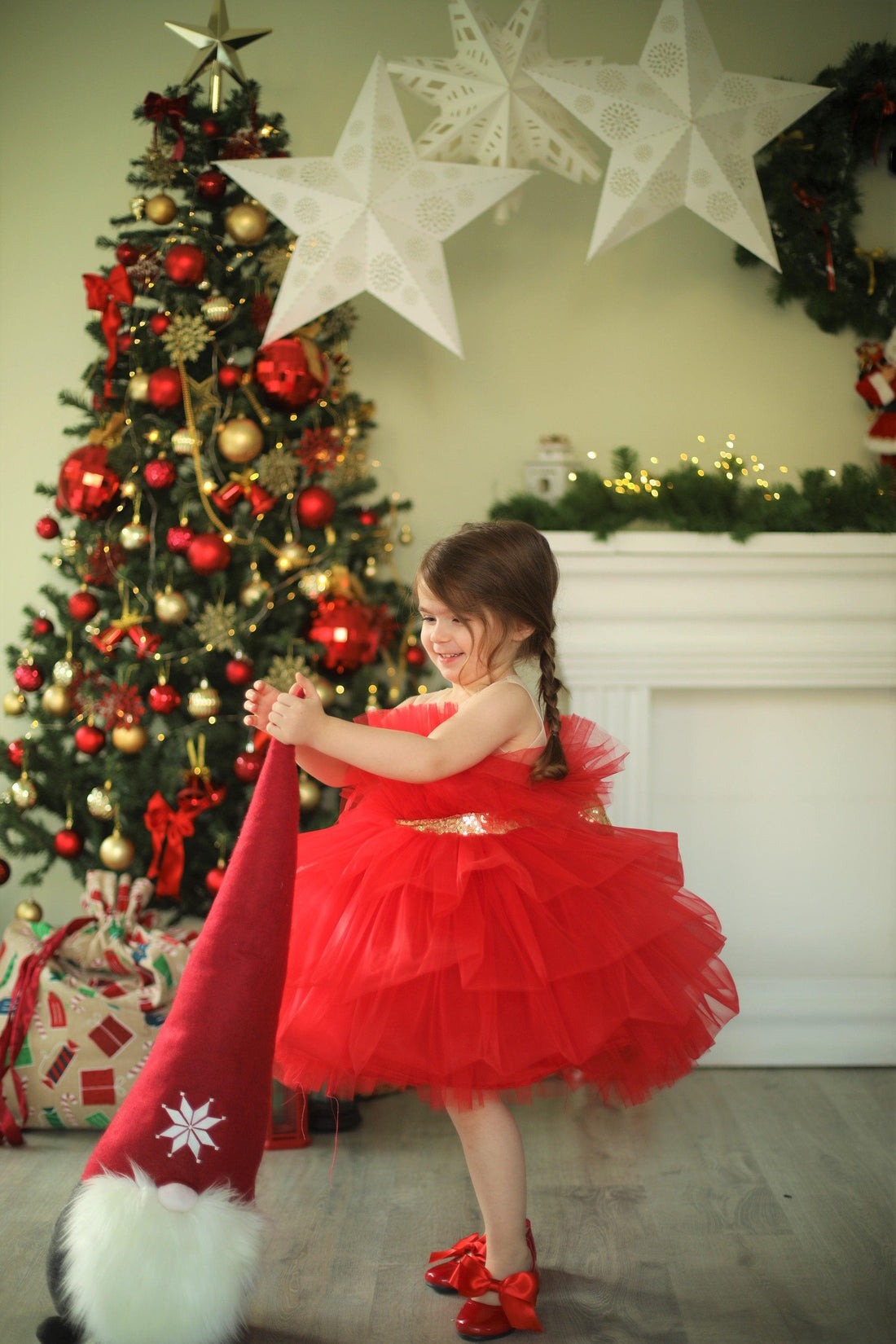 Pelin tulle girl dress red Baby Girl Dress for Special Occasion