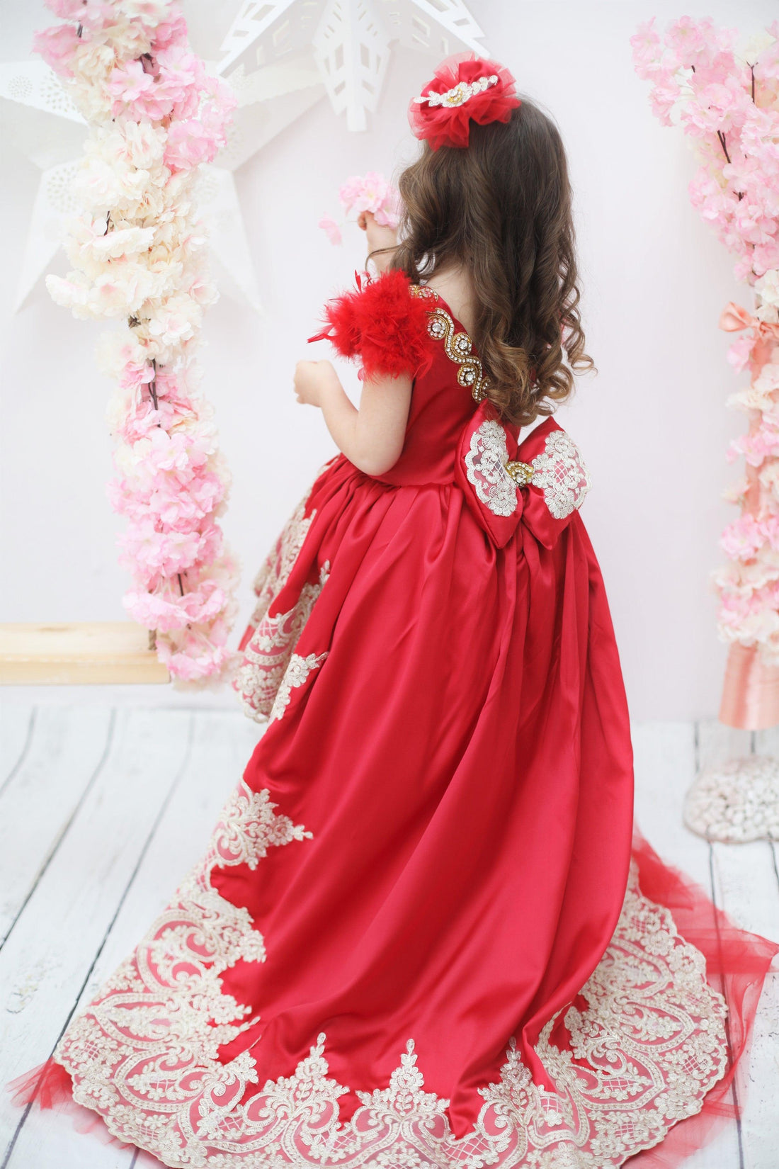 Matilda high low girl dress red Baby Girl Dress for Special Occasion