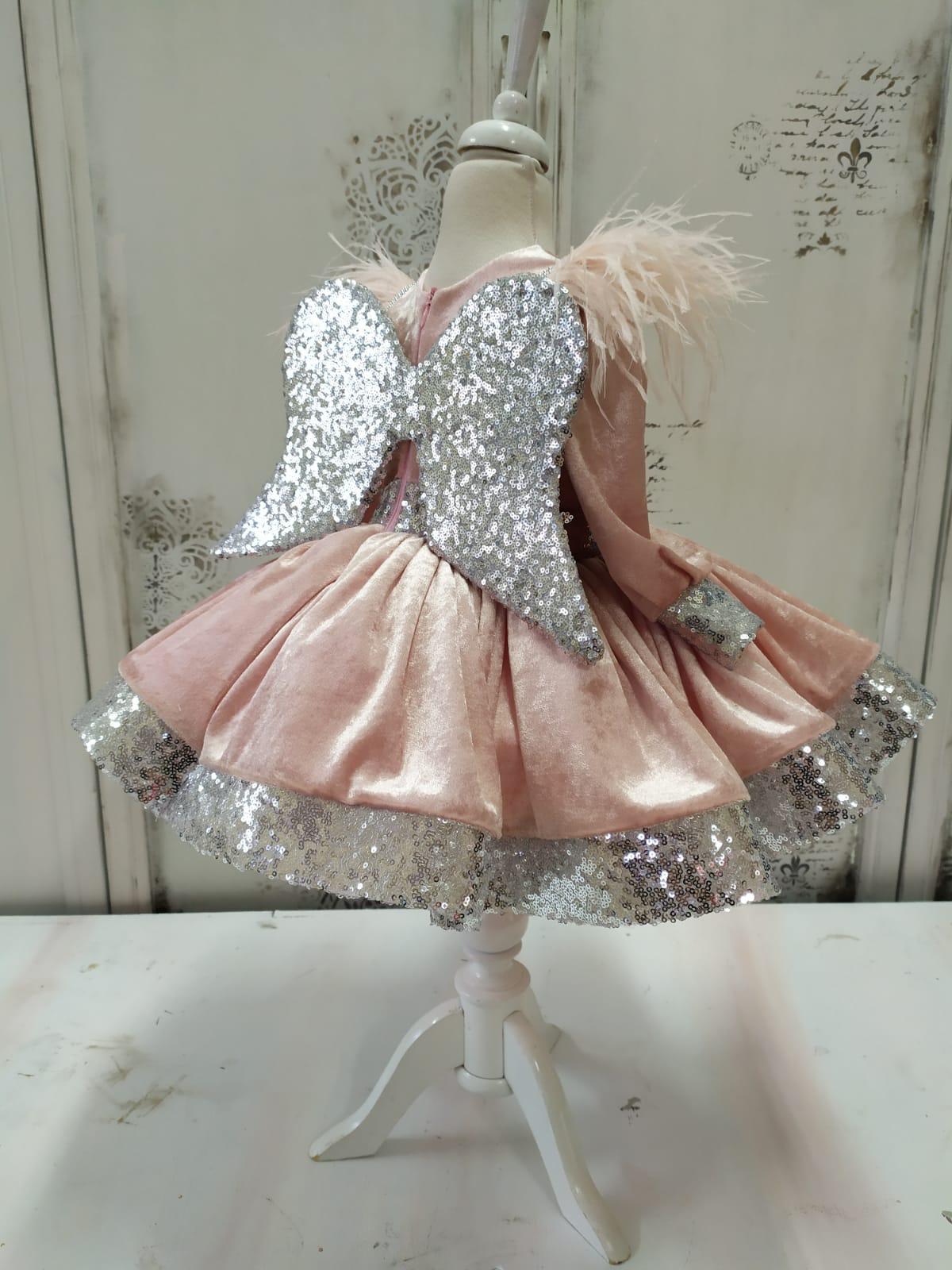 Butterfly girl dress velvet blush Baby Girl Dress