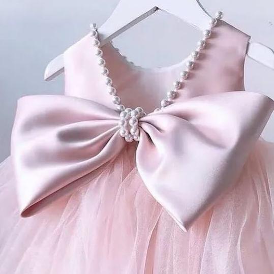 Elisa Light Pink Big Bow Dress Baby Girl Dress for Special Occasion