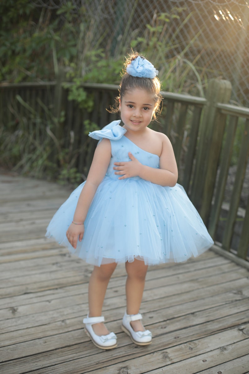 Stella pearl girl dress sky blue Baby Girl Dress for Special Occasion