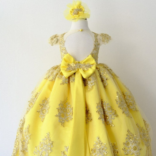 Princess Charlotte gown yellow Baby Girl Dress