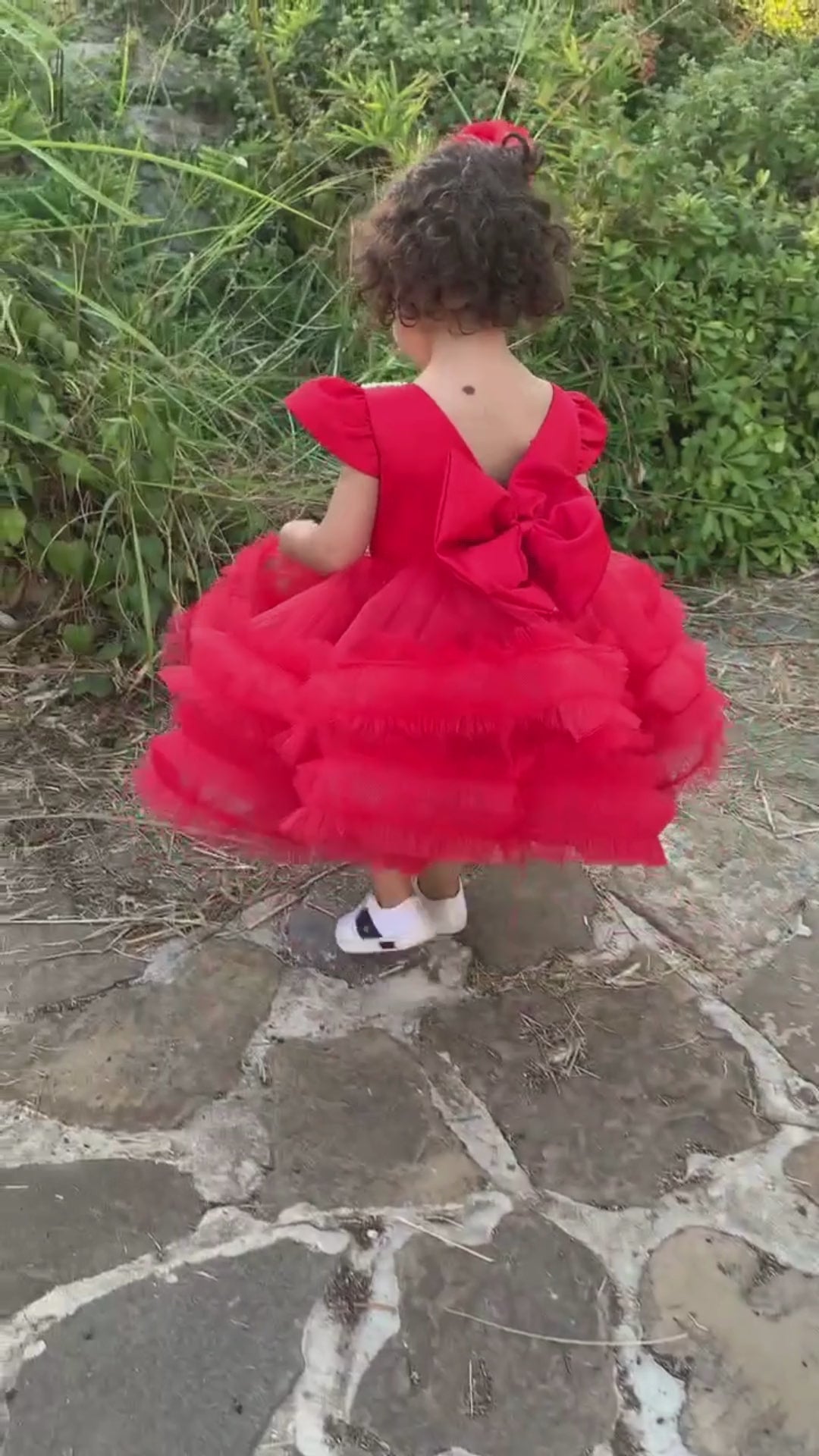 Ana pearl dress red Baby Girl Dress