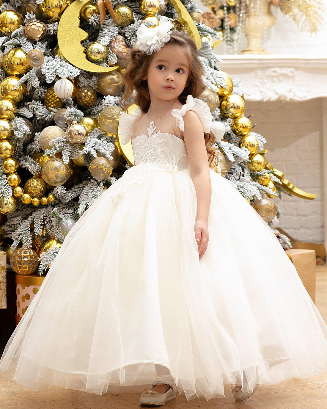 Rosy flower girl gown with lace Baby Girl Dress for Special Occasion