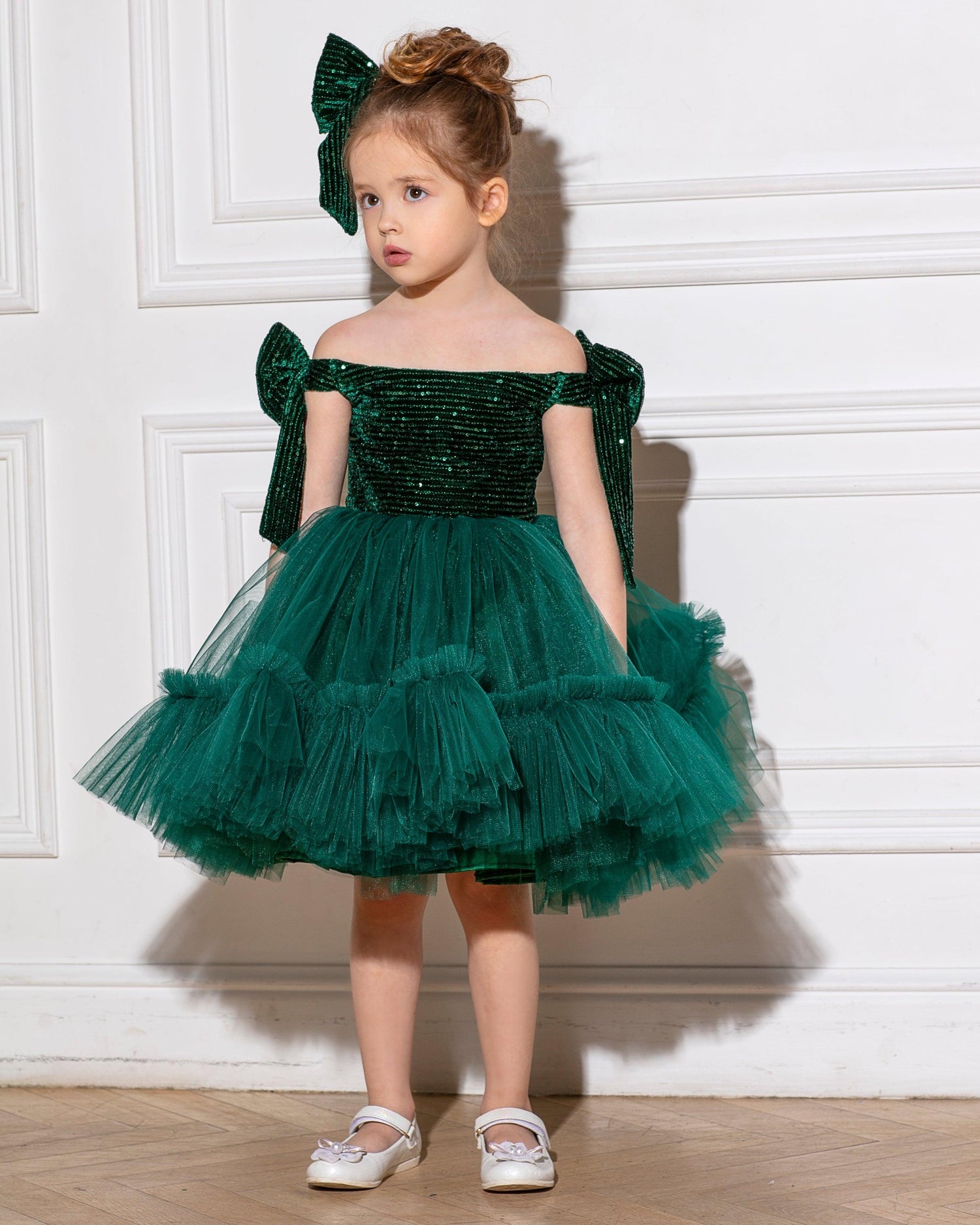 Scarlet girl dress velvet emerald Baby Girl Dress
